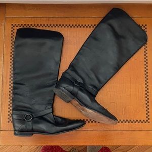 Knee high black vintage leather boots size 8.5